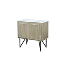Lexora Lancy 36" Rustic Acacia Bathroom Vanity, White Quartz Top, and White Square Sink LLC36SKSOS000