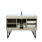Lexora Lancy 48" Rustic Acacia Bathroom Vanity, White Quartz Top, White Square Sink, and Labaro Brushed Nickel Faucet Set LLC48SKSOS000FBN