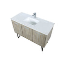 Lexora Lancy 48" Rustic Acacia Bathroom Vanity, White Quartz Top, White Square Sink, and Balzani Gun Metal Faucet Set LLC48SKSOS000FGM