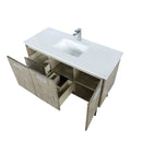 Lexora Lancy 48" Rustic Acacia Bathroom Vanity, White Quartz Top, White Square Sink, and Balzani Gun Metal Faucet Set LLC48SKSOS000FGM