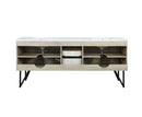 Lexora Lancy 80" Rustic Acacia Double Bathroom Vanity, White Quartz Top, and White Square Sinks LLC80DKSOS000