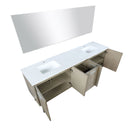 Lexora Lancy 80" Rustic Acacia Double Bathroom Vanity, White Quartz Top, White Square Sinks, and 70" Frameless Mirror  LLC80DKSOSM70