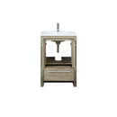 Lexora Lancy 24" Rustic Acacia Bathroom Vanity, White Quartz Top, White Square Sink, and Balzani Gun Metal Faucet Set LLC24SKSOS000FGM
