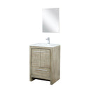 Lexora Lafarre 24" Rustic Acacia Bathroom Vanity, White Quartz Top, White Square Sink, Labaro Rose Gold Faucet Set, and 18" Frameless Mirror  LLF24SKSOSM18FRG