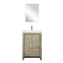 Lexora Lafarre 24" Rustic Acacia Bathroom Vanity, White Quartz Top, White Square Sink, Labaro Rose Gold Faucet Set, and 18" Frameless Mirror  LLF24SKSOSM18FRG