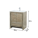 Lexora Lafarre 30" Rustic Acacia Bathroom Vanity, White Quartz Top, White Square Sink, Labaro Rose Gold Faucet Set, and 28" Frameless Mirror LLF30SKSOSM28FRG