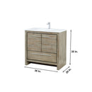 Lexora Lafarre 36" Rustic Acacia Bathroom Vanity, White Quartz Top, White Square Sink, and Labaro Brushed Nickel Faucet Set LLF36SKSOS000FBN