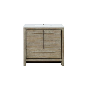 Lexora Lafarre 36" Rustic Acacia Bathroom Vanity, White Quartz Top, and White Square Sink LLF36SKSOS000