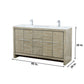 Lexora Lafarre 60" Rustic Acacia Double Bathroom Vanity, White Quartz Top, White Square Sinks, Labaro Brushed Nickel Faucet Set, and 55" Frameless Mirror LLF60DKSODM55FBN