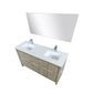 Lexora Lafarre 60" Rustic Acacia Double Bathroom Vanity, White Quartz Top, White Square Sinks, Labaro Brushed Nickel Faucet Set, and 55" Frameless Mirror LLF60DKSODM55FBN