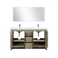Lexora Lafarre 60" Rustic Acacia Double Bathroom Vanity, White Quartz Top,White Square Sinks, Labaro Rose Gold Faucet Set, and 55" Frameless Mirror LLF60DKSODM55FRG