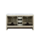 Lexora Lafarre 60" Rustic Acacia Double Bathroom Vanity, White Quartz Top, White Square Sinks, and 55" Frameless Mirror LLF60DKSODM55