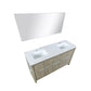 Lexora Lafarre 60" Rustic Acacia Double Bathroom Vanity, White Quartz Top, White Square Sinks, and 55" Frameless Mirror LLF60DKSODM55