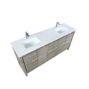 Lexora Lafarre 72" Rustic Acacia Double Bathroom Vanity, White Quartz Top, White Square Sinks, and Labaro Rose Gold Faucet Set LLF72DKSOD000FRG