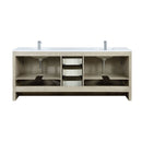Lexora  Lafarre 80" Rustic Acacia Double Bathroom Vanity, White Quartz Top, White Square Sinks, and Labaro Brushed Nickel Faucet Set LLF80DKSOD000FBN