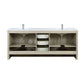 Lexora  Lafarre 80" Rustic Acacia Double Bathroom Vanity, White Quartz Top, White Square Sinks, Labaro Brushed Nickel Faucet Set, and 70" Frameless Mirror LLF80DKSODM70FBN