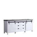 Lexora  Marsyas 80" White Double Vanity, Grey Quartz Top, White Square Sinks and no Mirror LM342280DAAS000