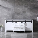 Lexora  Marsyas 80" White Double Vanity, Grey Quartz Top, White Square Sinks and no Mirror LM342280DAAS000