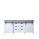 Lexora  Marsyas 80" White Double Vanity, Grey Quartz Top, White Square Sinks and no Mirror LM342280DAAS000