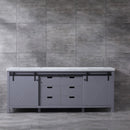 Lexora  Marsyas 84" Dark Grey Double Vanity, White Carrara Marble Top, White Square Sinks and no Mirror LM342284DBBS000