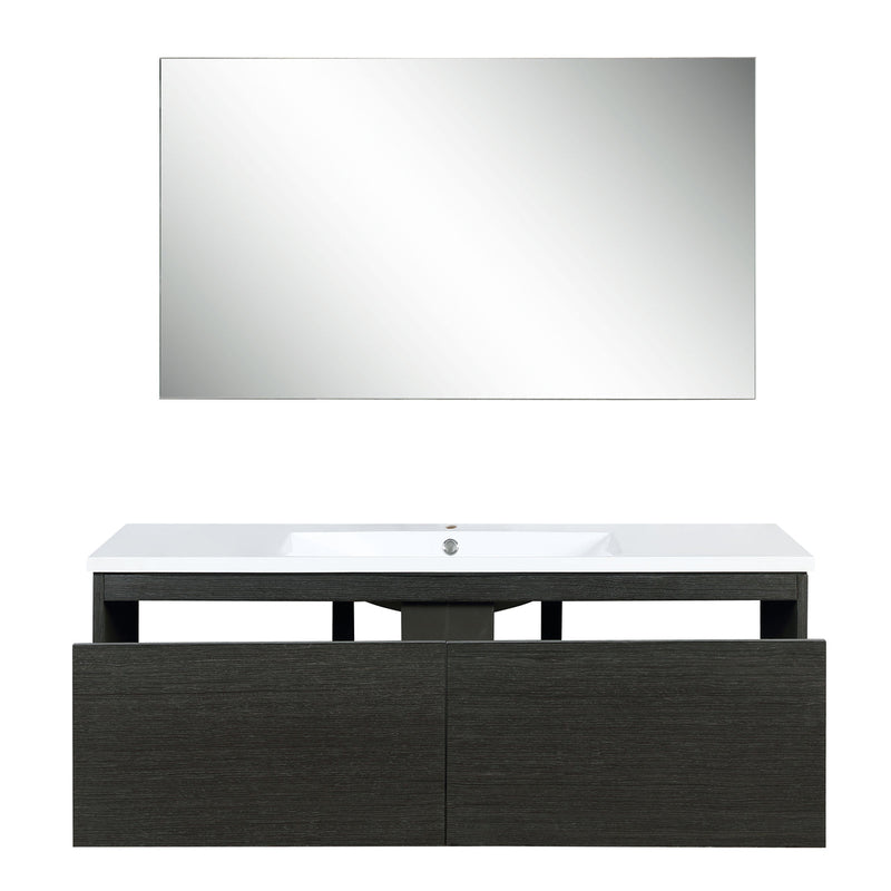 Lexora Sant 48" Iron Charcoal Bathroom Vanity, Acrylic Composite Top with Integrated Sink, and 43" Frameless Mirror LS48SRAISM43