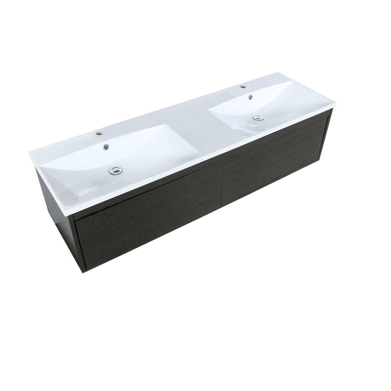 Lexora Sant 60" Iron Charcoal Double Bathroom Vanity and Acrylic Composite Top with Integrated Sinks LS60DRAIS000