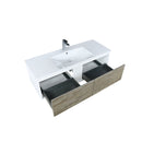 Lexora Scopi 48" Rustic Acacia Bathroom Vanity, Acrylic Composite Top with Integrated Sink, and Labaro Brushed Nickel Faucet Set LSC48SRAOS000FBN