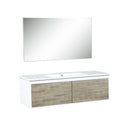 Lexora Scopi 48" Rustic Acacia Bathroom Vanity, Acrylic Composite Top with Integrated Sink, and 43" Frameless Mirror LSC48SRAOSM43