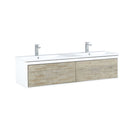 Lexora Scopi 60" Rustic Acacia Double Bathroom Vanity, Acrylic Composite Top with Integrated Sinks, and Labaro Rose Gold Faucet Set LSC60DRAOS000FRG