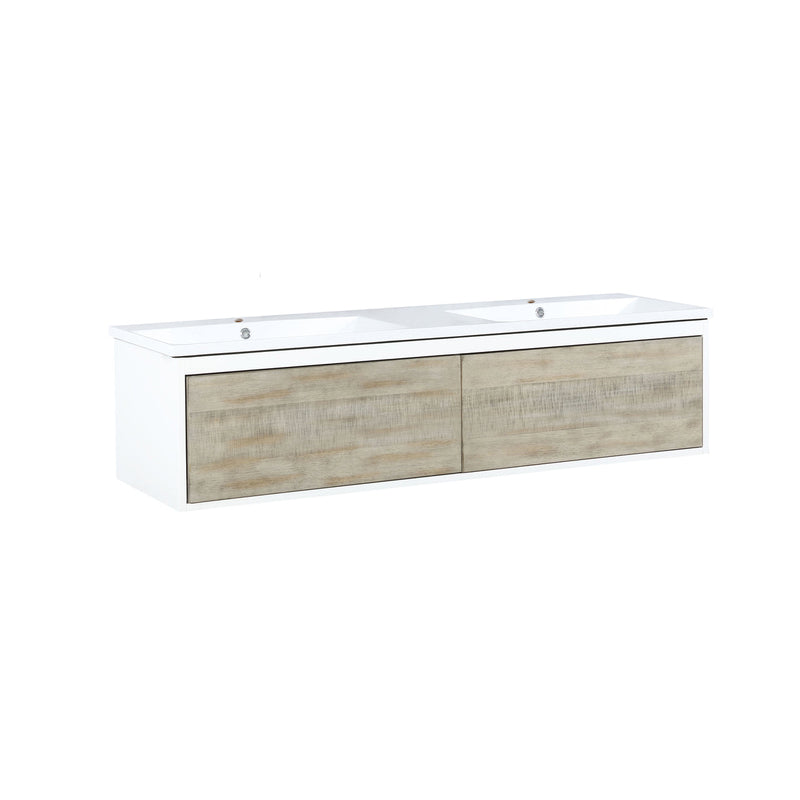 Lexora Scopi 60" Rustic Acacia Double Bathroom Vanity and Acrylic Composite Top with Integrated Sinks LSC60DRAOS000
