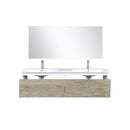 Lexora Scopi 60" Rustic Acacia Double Bathroom Vanity, Acrylic Composite Top with Integrated Sinks, Labaro Brushed Nickel Faucet Set, and 55" Frameless Mirror LSC60DRAOSM55FBN