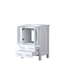 Lexora  Volez 24" White Single Vanity, Integrated Top, White Integrated Square Sink and no Mirror LV341824SAES000