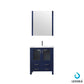 Lexora  Volez 30" Navy Blue Single Vanity, Integrated Top, White Integrated Square Sink and 28" Mirror LV341830SEESM28