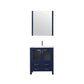 Lexora  Volez 30" Navy Blue Single Vanity, Integrated Top, White Integrated Square Sink and 28" Mirror LV341830SEESM28