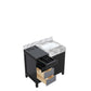Lexora Zilara 36" Black and Grey Vanity, Castle Grey Marble Top, and White Square Sink - LZ342236SLIS000