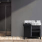 Lexora Zilara 36" Black and Grey Vanity, Castle Grey Marble Top, White Square Sink, and Balzani Gun Metal Faucet Set - LZ342236SLISFBG