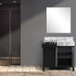 Lexora Zilara 36" Black and Grey Vanity, Castle Grey Marble Top, White Square Sink, and 30" Frameless Mirror - LZ342236SLISM30
