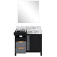 Lexora Zilara 36" Black and Grey Vanity, Castle Grey Marble Top, White Square Sink, and 30" Frameless Mirror - LZ342236SLISM30