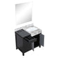Lexora Zilara 36" Black and Grey Vanity, Castle Grey Marble Top, White Square Sink, and 30" Frameless Mirror - LZ342236SLISM30