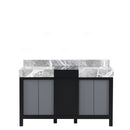 Lexora Zilara 55" Black and Grey Double Vanity, Castle Grey Marble Tops, and White Square Sinks - LZ342255SLIS000