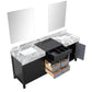 Lexora Zilara 80" Black and Grey Double Vanity, Castle Grey Marble Tops, White Square Sinks, and 30" Frameless Mirrors - LZ342280DLISM30
