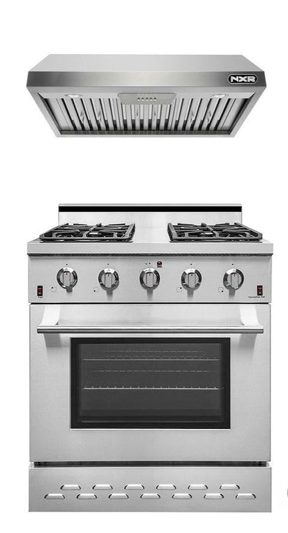 NXR 30" Propane Gas Range & Under Cabinet Hood Bundle, Stainless Steel SC3055LPEHBD