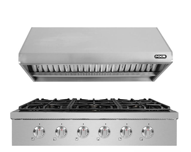 NXR 36" Propane Gas Cooktop & Under Cabinet Hood Bundle, Stainless Steel SCT3611LPRHBD