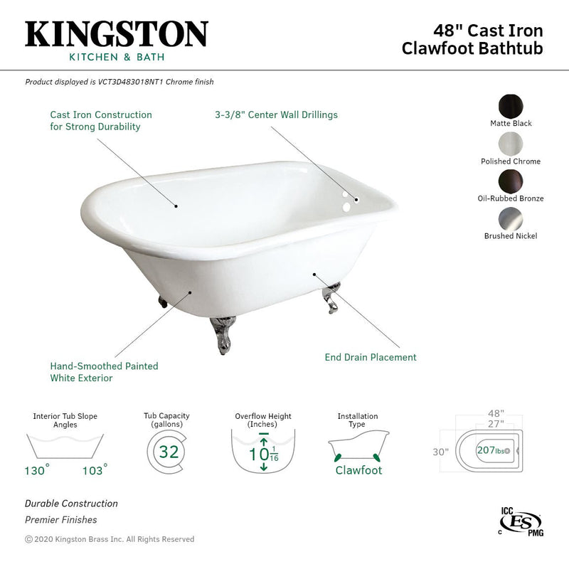 kingston-brass-aqua-eden-48-inch-cast-iron-roll-top-clawfoot-tub-with-3-3-8-inch-wall-drillings-white-oil-rubbed-bronze-vct3d483018nt5