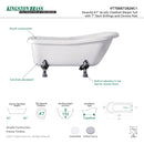 Kingston Brass Aqua Eden 67-Inch Acrylic Single Slipper Clawfoot Tub with 7-Inch Faucet Drillings, White/Polished Chrome VT7DE672826C1