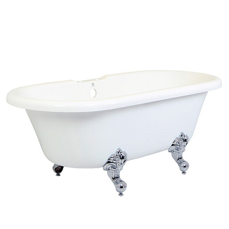 kingston-brass-aqua-eden-67-inch-acrylic-double-ended-clawfoot-tub-with-7-inch-faucet-drillings-white-polished-chrome-vt7ds672924h1