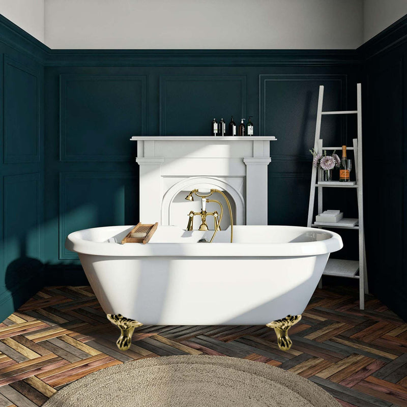 kingston-brass-aqua-eden-vt7ds672924jnh2-67-inch-acrylic-clawfoot-tub-with-7-inch-faucet-drillings-white-polished-brass