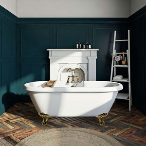 kingston-brass-aqua-eden-67-inch-acrylic-clawfoot-tub-with-7-inch-faucet-drillings-white-brushed-brass-vt7ds672924jnh7
