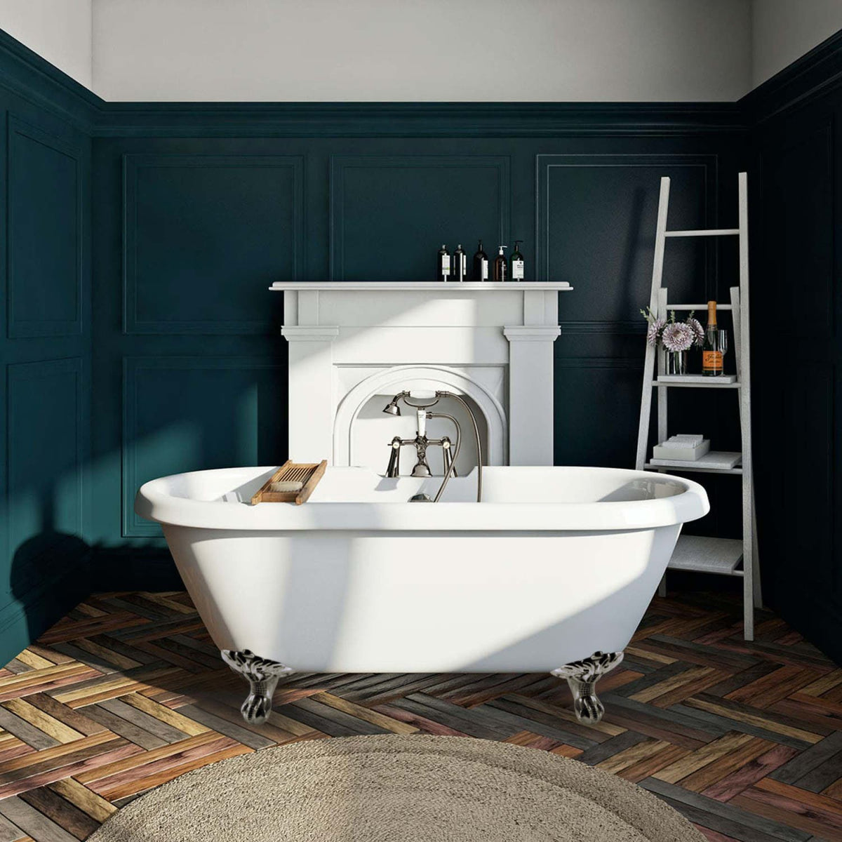 kingston-brass-aqua-eden-67-inch-acrylic-clawfoot-tub-with-7-inch-faucet-drillings-white-brushed-nickel-vt7ds672924jnh8