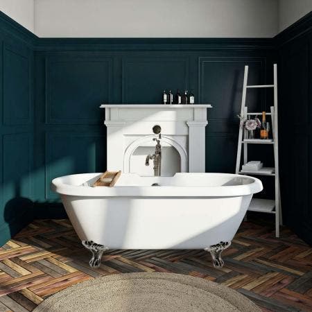 kingston-brass-aqua-eden-67-inch-acrylic-clawfoot-tub-no-faucet-drillings-white-brushed-nickel-vtds672924jnh8